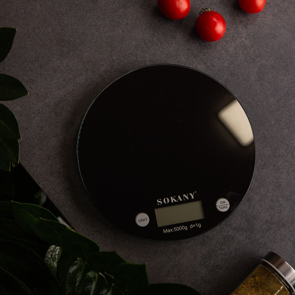 Кухонні електронні ваги SOKANY SK-19023 до 5 кг з функцією тари та LCD-дисплеєм